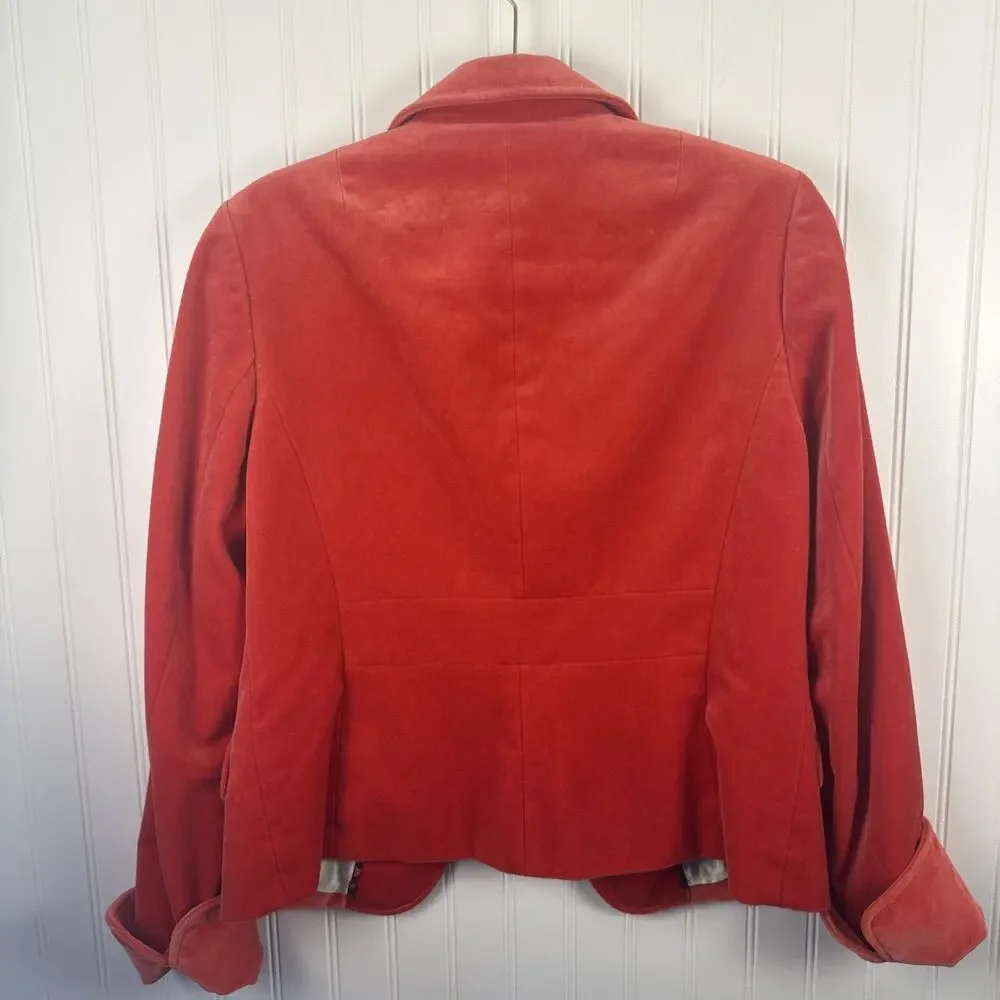 J Crew Velvet Women Cotton Red Holiday Blazer Jacket Aprox. size 8 Plz Measure!